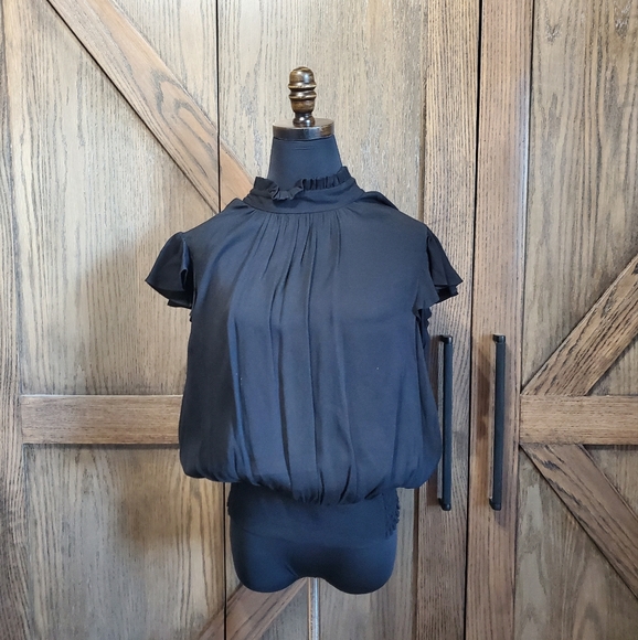 Frame Denim Tops - Frame Ruffled Short Sleeve Blouse